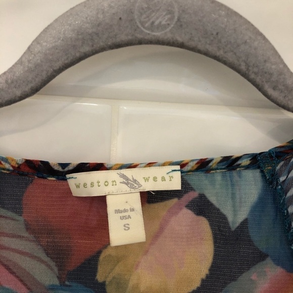 ANTHROPOLOGIE "spirited peasant top" tropical top - Picture 7 of 7